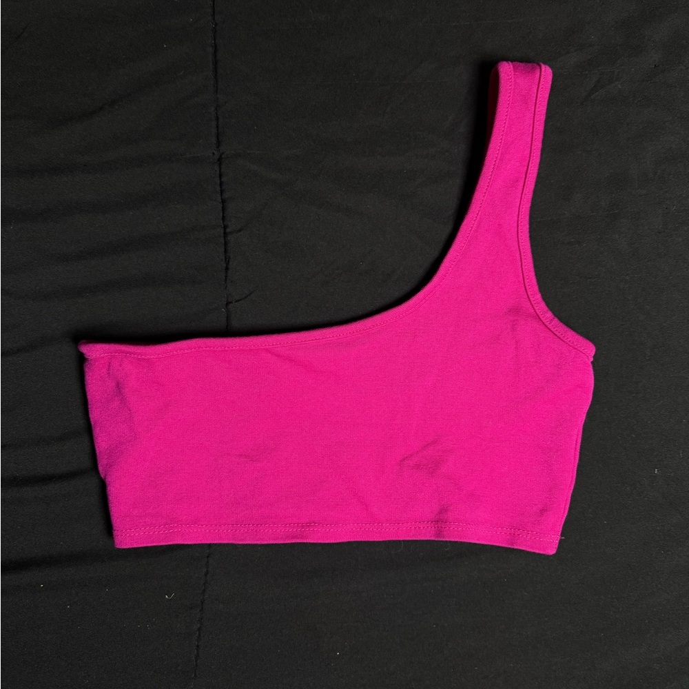 Fashion Nova Vibrant Pink One-Shoulder Top